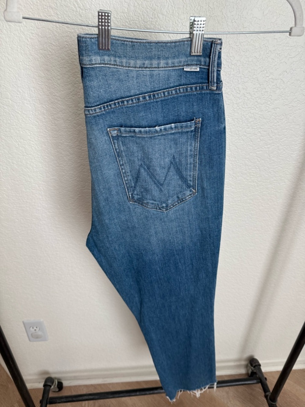 MOTHER Pixie Dazzler High-Rise Button-Fly Distressed Jeans - Light Blue - Picture 8 of 15